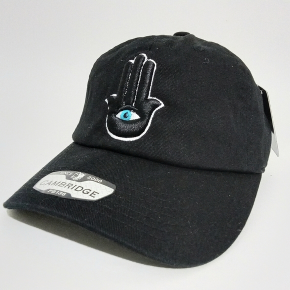 Spiritual Hamsa Hand 3rd Eye Symbol 3D Embroidered Baseball Cap Hat Black - Picture 1 of 5